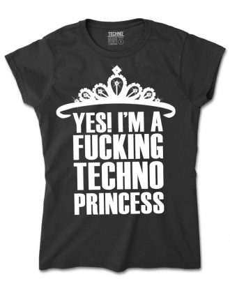 YES! I'm a FUCKING TECHNO PRINCESS! Női póló strassz