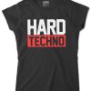 hard techno női póló fekete a neon piros felirat világít az uv fényben