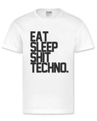 eat sleep shit techno férfi póló fehér