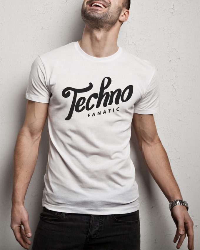 TECHNO FANATIC Férfi Póló fehér