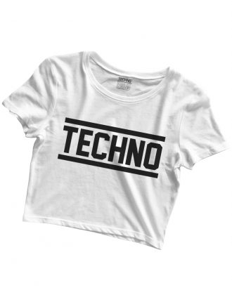 techno crop top feher