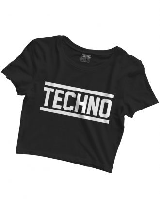 techno crop top fekete