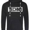 Techno kapucnis női pulóver pulcsi fekete