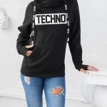 Techno kapucnis női pulóver pulcsi