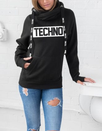 Techno kapucnis női pulóver pulcsi