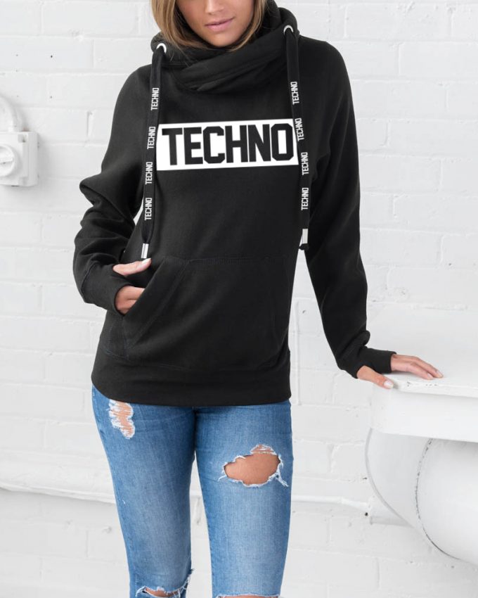 Techno kapucnis női pulóver pulcsi