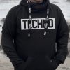 techno pulóver kapucnis férfi pulcsi fekete
