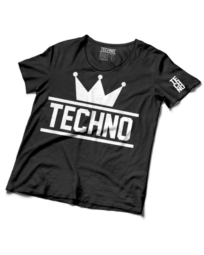 TECHNO crown fekete férfi póló