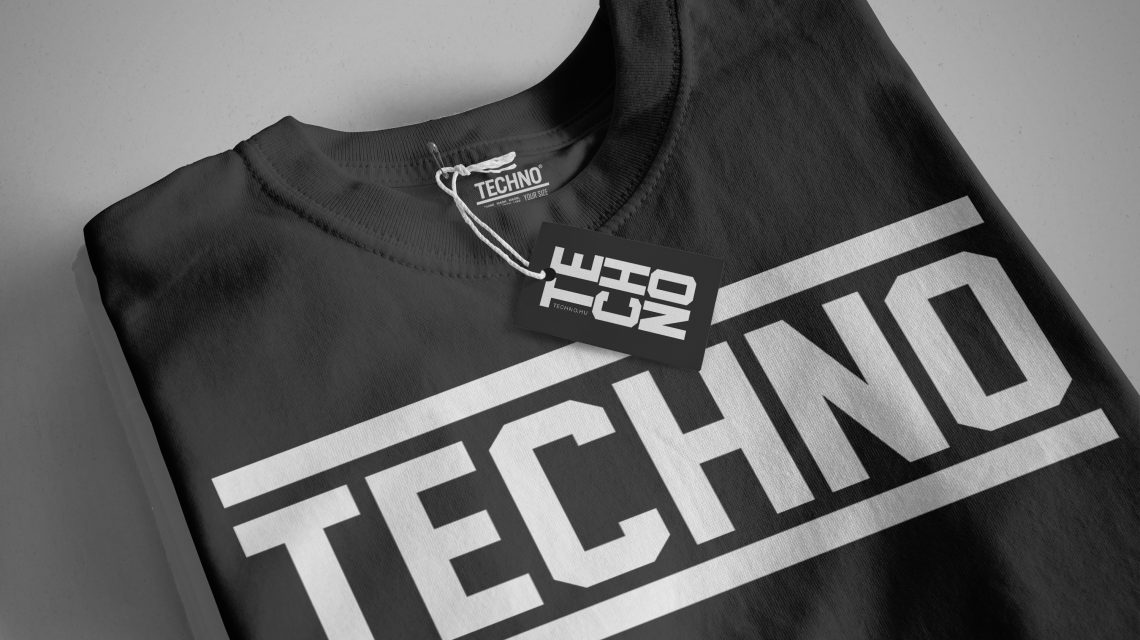 techno férfi póló fekete